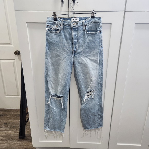Re/Done 70s Stove Pipe High Rise Straight Leg Jeans Distressed 29 - Picture 3 of 13